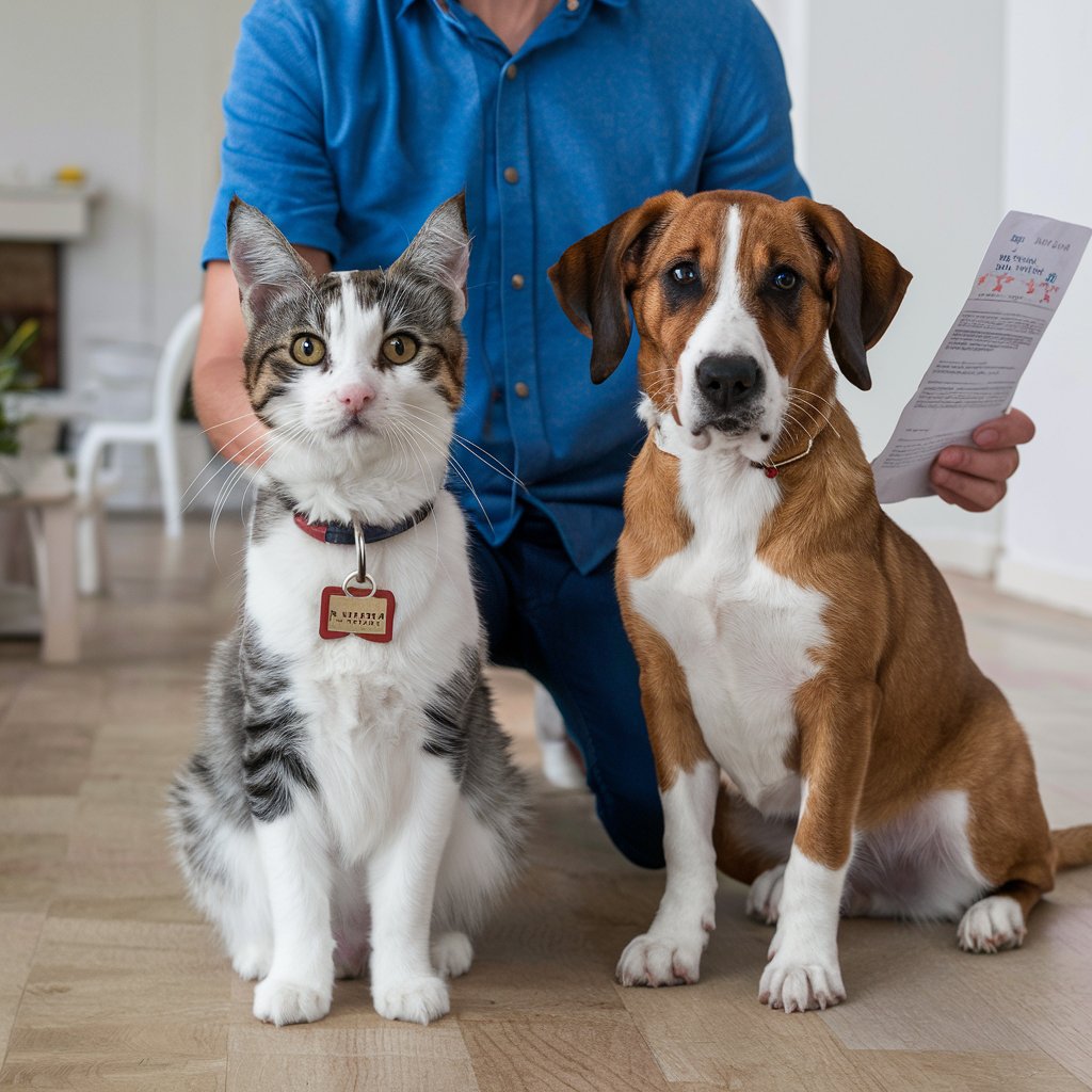 Un dueño de un gato y un perro mostrando su CURP