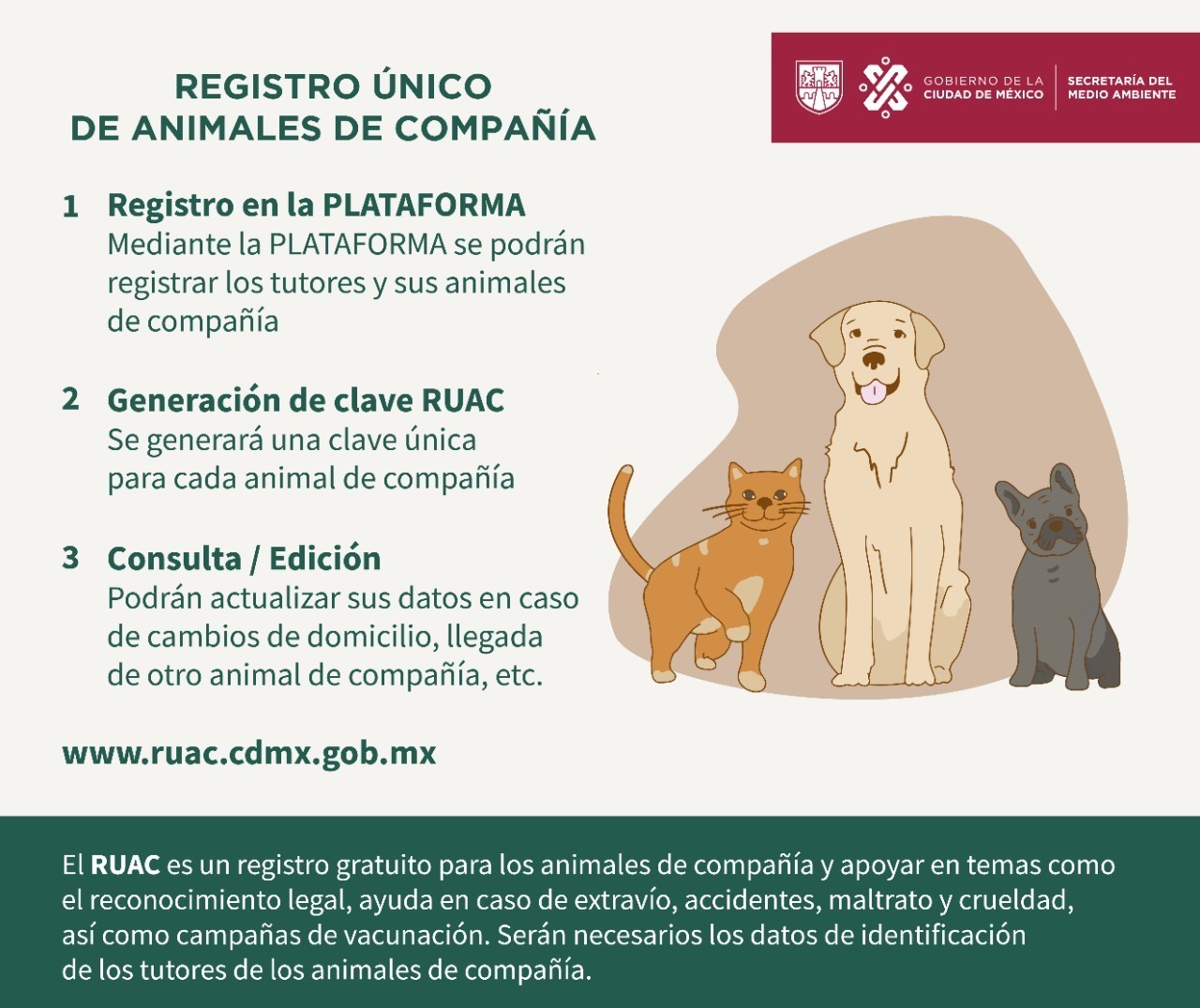 Cartel informativo registro único de animales de compañia